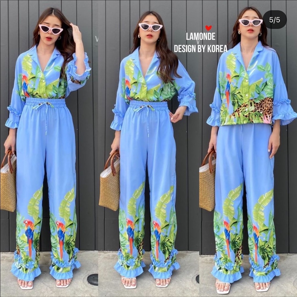 Blue tropical 2 piece set